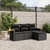 Image de Vidaxl Salon De Jardin 4 Pcs Avec Coussins Noir RÃ©sine TressÃ©e