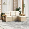 Image de Vidaxl Salon De Jardin Avec Coussins 4 Pcs Beige RÃ©sine TressÃ©e