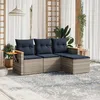 Image de Vidaxl Salon De Jardin 4 Pcs Avec Coussins Gris RÃ©sine TressÃ©e