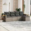 Image de Vidaxl Salon De Jardin 5 Pcs Avec Coussins Gris RÃ©sine TressÃ©e