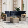 Image de Vidaxl Salon De Jardin 5 Pcs Avec Coussins Gris RÃ©sine TressÃ©e