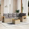 Image de Vidaxl Salon De Jardin Avec Coussins 6 Pcs Beige RÃ©sine TressÃ©e