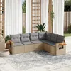 Image de Vidaxl Salon De Jardin Avec Coussins 6 Pcs Beige RÃ©sine TressÃ©e