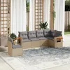 Image de Vidaxl Salon De Jardin Avec Coussins 6 Pcs Beige RÃ©sine TressÃ©e
