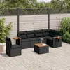 Image de Vidaxl Salon De Jardin 7 Pcs Avec Coussins Noir RÃ©sine TressÃ©e