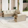 Image de Vidaxl Salon De Jardin Avec Coussins 7 Pcs Beige RÃ©sine TressÃ©e
