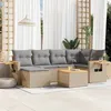Image de Vidaxl Salon De Jardin Avec Coussins 7 Pcs Beige RÃ©sine TressÃ©e