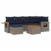 Image de Vidaxl Salon De Jardin 7 Pcs Avec Coussins Gris RÃ©sine TressÃ©e