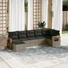 Image de Vidaxl Salon De Jardin Avec Coussins 7 Pcs Gris RÃ©sine TressÃ©e