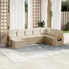 Image de Vidaxl Salon De Jardin Avec Coussins 8 Pcs Beige RÃ©sine TressÃ©e