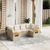 Image de Vidaxl Salon De Jardin Avec Coussins 6 Pcs Beige RÃ©sine TressÃ©e