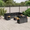 Image de Vidaxl Salon De Jardin 10 Pcs Avec Coussins Noir RÃ©sine TressÃ©e