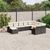 Image de Vidaxl Salon De Jardin 10 Pcs Avec Coussins Noir RÃ©sine TressÃ©e