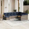 Image de Vidaxl Salon De Jardin 10 Pcs Avec Coussins Gris RÃ©sine TressÃ©e