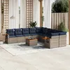 Image de Vidaxl Salon De Jardin 11 Pcs Avec Coussins Gris RÃ©sine TressÃ©e