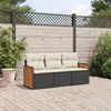 Image de Vidaxl Salon De Jardin 3 Pcs Avec Coussins Noir RÃ©sine TressÃ©e