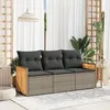 Image de Vidaxl Salon De Jardin Avec Coussins 3 Pcs Gris RÃ©sine TressÃ©e