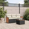 Image de Vidaxl Salon De Jardin 4 Pcs Avec Coussins Noir RÃ©sine TressÃ©e