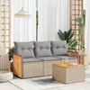 Image de Vidaxl Salon De Jardin Avec Coussins 4 Pcs Beige RÃ©sine TressÃ©e