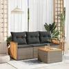 Image de Vidaxl Salon De Jardin 4 Pcs Avec Coussins Gris RÃ©sine TressÃ©e