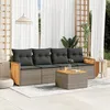 Image de Vidaxl Salon De Jardin 5 Pcs Avec Coussins Gris RÃ©sine TressÃ©e