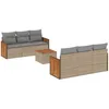 Image de Vidaxl Salon De Jardin Avec Coussins 7 Pcs Beige RÃ©sine TressÃ©e