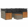 Image de Vidaxl Salon De Jardin Avec Coussins 7 Pcs Gris RÃ©sine TressÃ©e