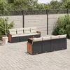 Image de Vidaxl Salon De Jardin 9 Pcs Avec Coussins Noir RÃ©sine TressÃ©e