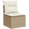Image de Vidaxl Salon De Jardin Avec Coussins 9 Pcs Beige RÃ©sine TressÃ©e