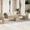 Image de Vidaxl Salon De Jardin Avec Coussins 6 Pcs Beige RÃ©sine TressÃ©e
