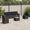 Image de Vidaxl Salon De Jardin 7 Pcs Avec Coussins Noir RÃ©sine TressÃ©e