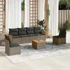 Image de Vidaxl Salon De Jardin Avec Coussins 7 Pcs Gris RÃ©sine TressÃ©e