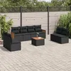 Image de Vidaxl Salon De Jardin 9 Pcs Avec Coussins Noir RÃ©sine TressÃ©e