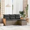 Image de Vidaxl Salon De Jardin 4 Pcs Avec Coussins Gris RÃ©sine TressÃ©e