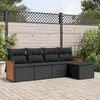 Image de Vidaxl Salon De Jardin 5 Pcs Avec Coussins Noir RÃ©sine TressÃ©e