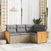 Image de Vidaxl Salon De Jardin Avec Coussins 4 Pcs Beige RÃ©sine TressÃ©e