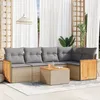 Image de Vidaxl Salon De Jardin Avec Coussins 6 Pcs Beige RÃ©sine TressÃ©e