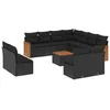 Image de Vidaxl Salon De Jardin 12 Pcs Avec Coussins Noir RÃ©sine TressÃ©e