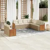 Image de Vidaxl Salon De Jardin Avec Coussins 9 Pcs Beige RÃ©sine TressÃ©e