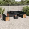 Image de Vidaxl Salon De Jardin 10 Pcs Avec Coussins Noir RÃ©sine TressÃ©e