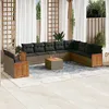 Image de Vidaxl Salon De Jardin 11 Pcs Avec Coussins Gris RÃ©sine TressÃ©e