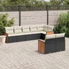 Image de Vidaxl Salon De Jardin 8 Pcs Avec Coussins Noir RÃ©sine TressÃ©e