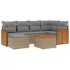 Image de Vidaxl Salon De Jardin Avec Coussins 7 Pcs Beige RÃ©sine TressÃ©e