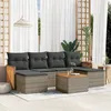 Image de Vidaxl Salon De Jardin Avec Coussins 7 Pcs Gris RÃ©sine TressÃ©e
