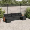 Image de Vidaxl Salon De Jardin 7 Pcs Avec Coussins Noir RÃ©sine TressÃ©e