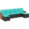 Image de Vidaxl Salon De Jardin 7 Pcs Avec Coussins Noir RÃ©sine TressÃ©e