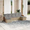 Image de Vidaxl Salon De Jardin Avec Coussins 7 Pcs Beige RÃ©sine TressÃ©e