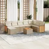 Image de Vidaxl Salon De Jardin Avec Coussins 9 Pcs Beige RÃ©sine TressÃ©e