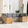 Image de Vidaxl Salon De Jardin Avec Coussins 6 Pcs Beige RÃ©sine TressÃ©e