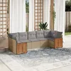 Image de Vidaxl Salon De Jardin Avec Coussins 7 Pcs Beige RÃ©sine TressÃ©e